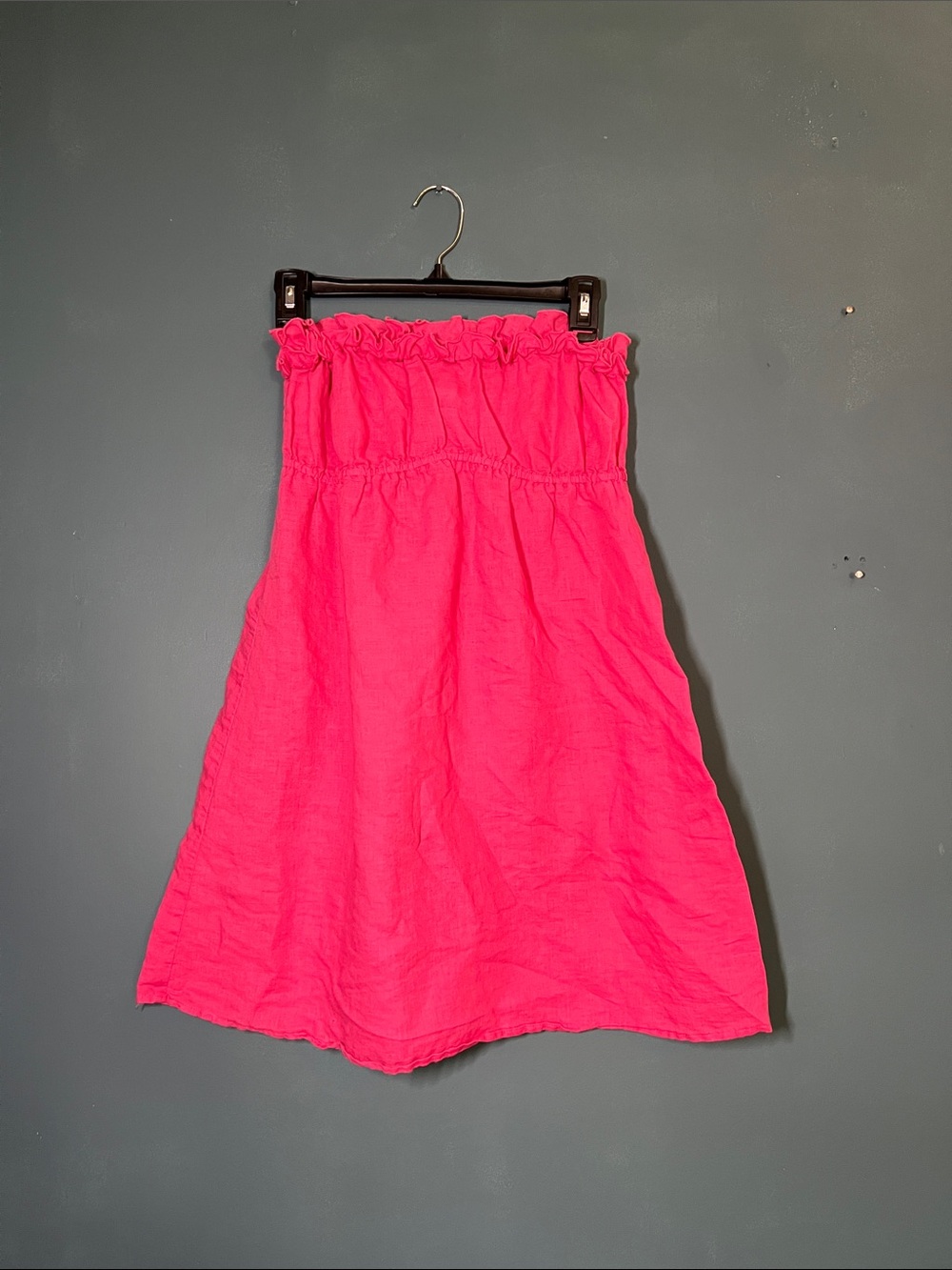 J. Crew Hot Pink Ruffled Tube top Mini Dress